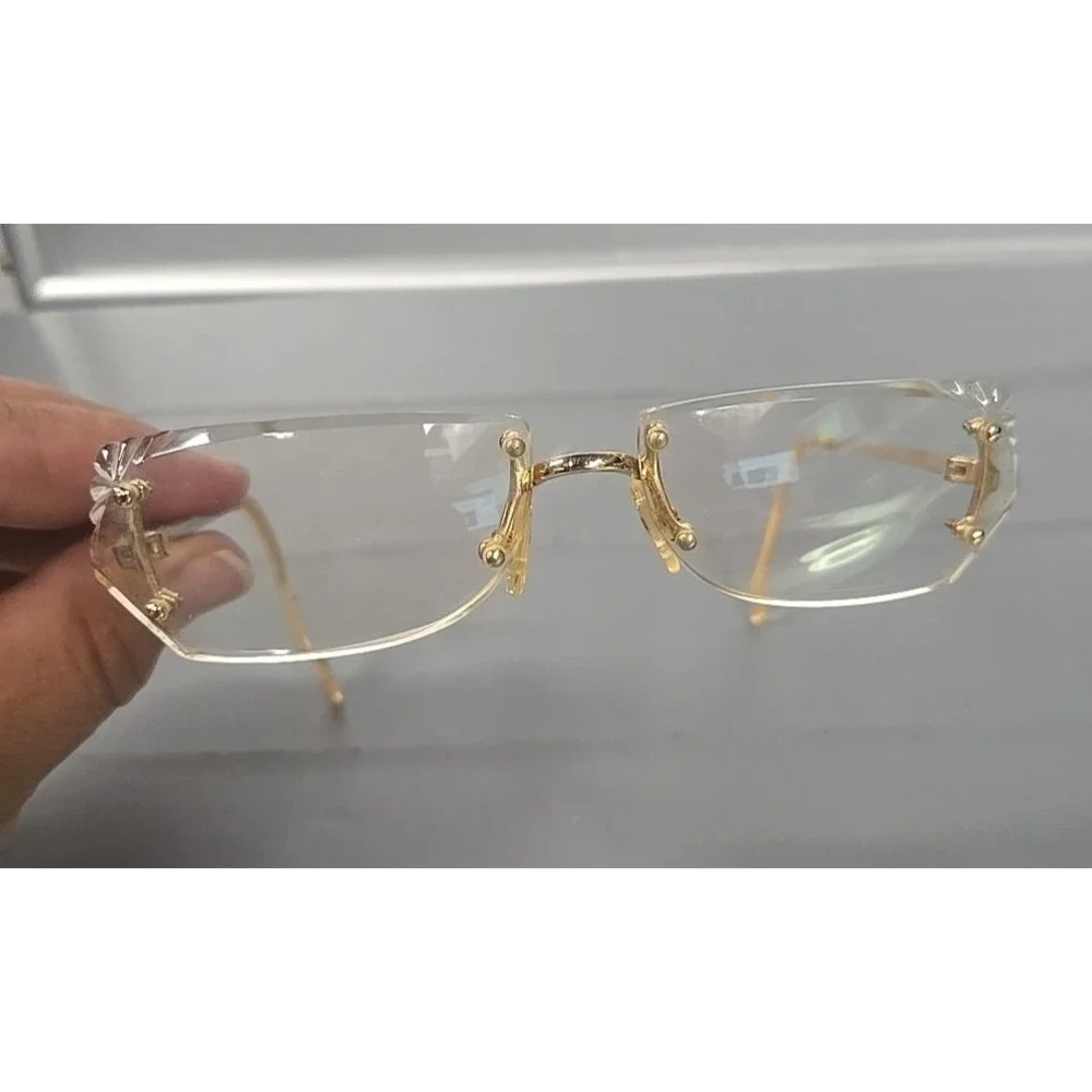 Antique Rimless Angular lens drill mount Ceres Gep 22KTS glasses...